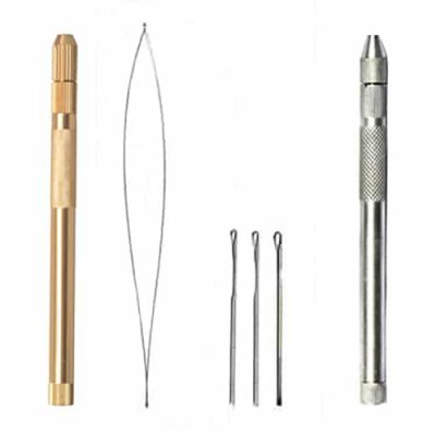 Micro Ring Loop Latch Hook Crochet Needle for Hair Extension Maintenance  Installation Tools 3 Knitting Needles+1 Holder Aluminum Ventilating Holder